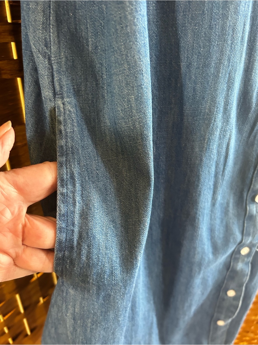 Old Navy Lightweight Denim Shirt Dress SP 100% Cotton Hidden Pockets - Picture 3 of 6